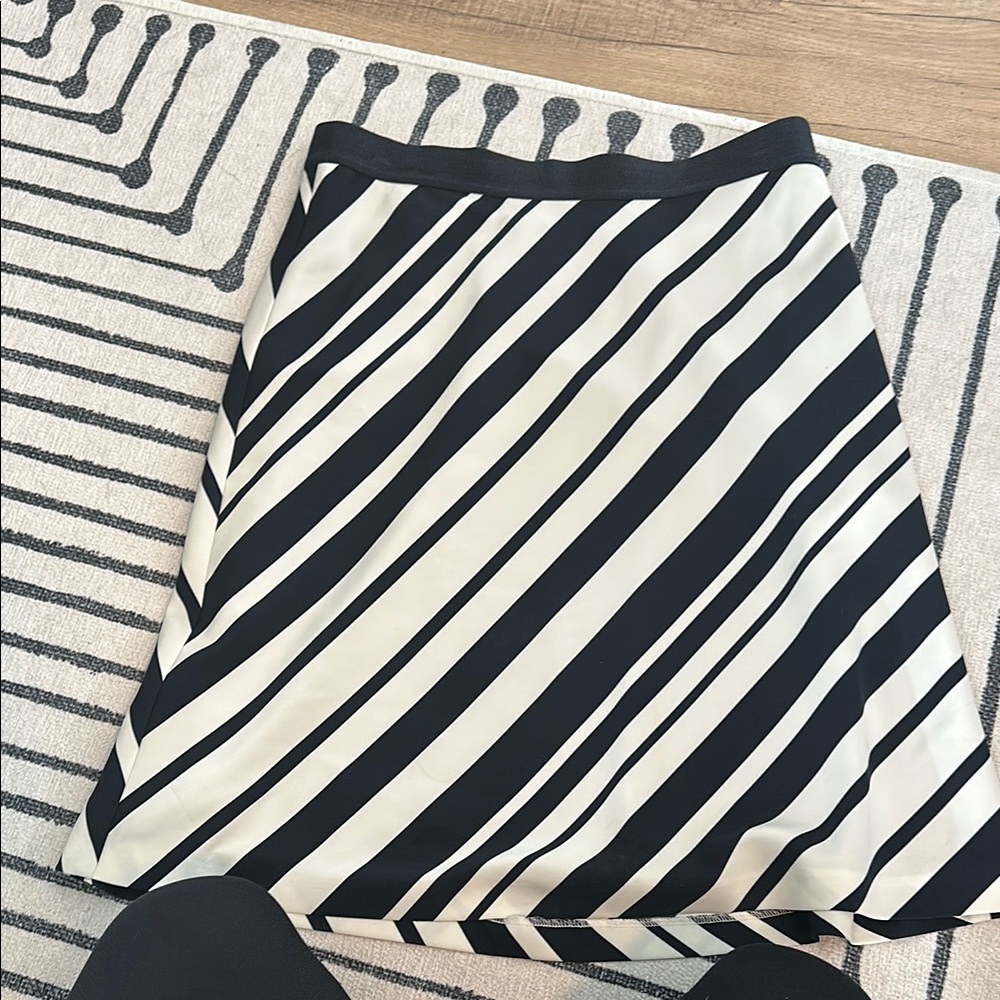 Black and White Asymmetrical A-Line Mini Skirt